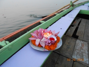 this is the flower dedication i placed into the Ganges river for my mother 